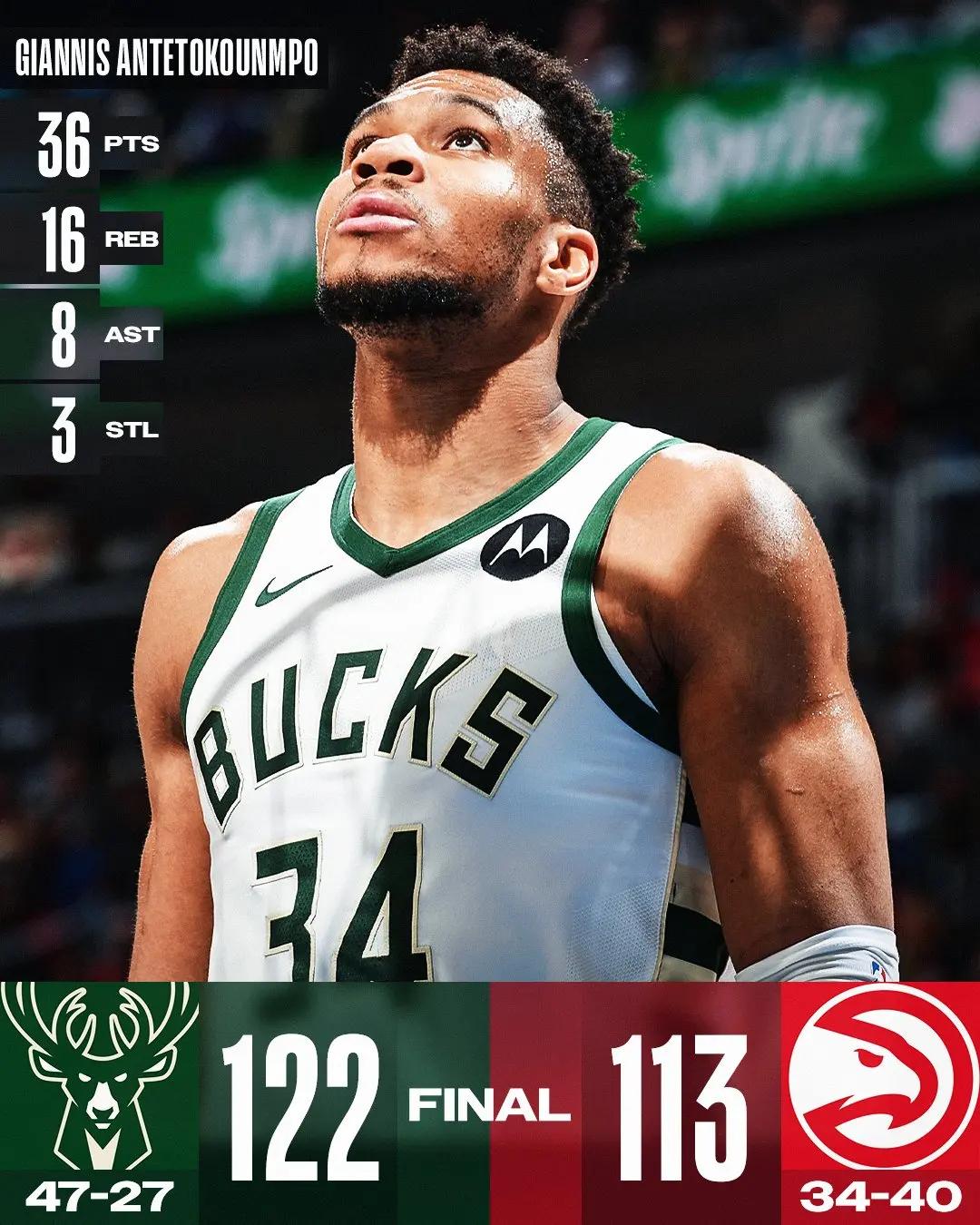 米兰体育官方-关于雄鹿客场击败篮网，字母哥砍下31分的信息